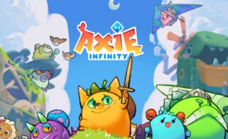 A colorful promotional image for the game "Axie Infinity".