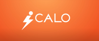 The Calo logo with a stylized human figure and lightning bolt on an orange background