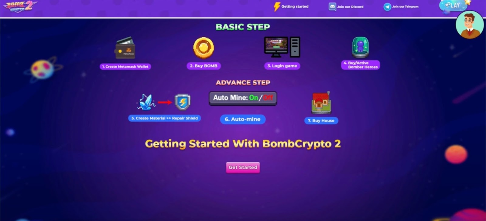 Project page with various features